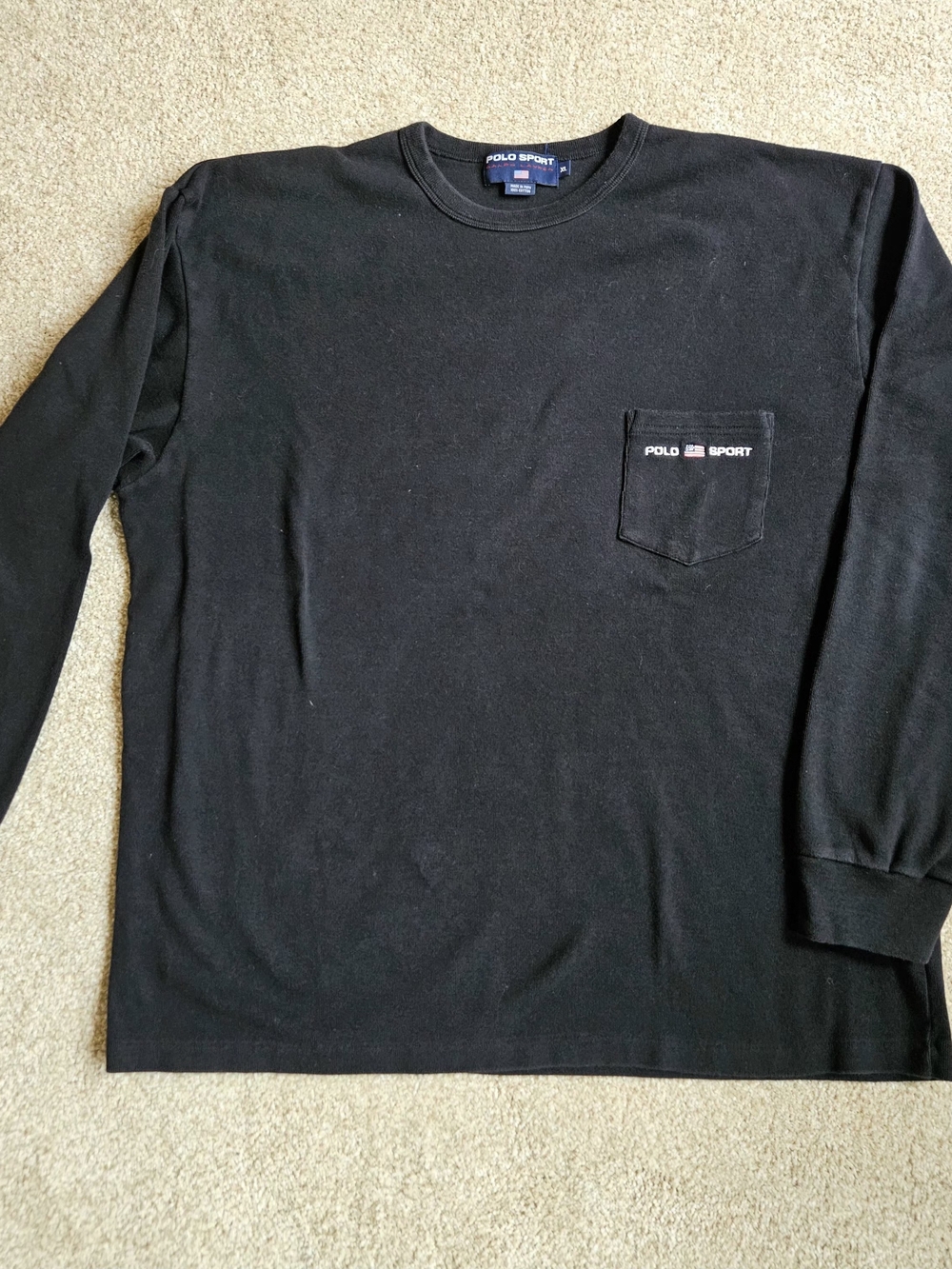 Ralph Lauren Size XL Mens Black Long-Sleeve Crewneck Sweatshirt with Subtle Logo - Picture 2 of 12
